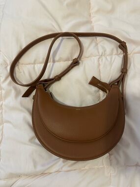 JW PEI Brown Crescent Crossbody Bag